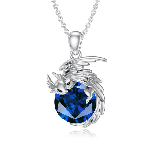 Sterling Silver Birthstone Dragon Necklace Pendant Necklace