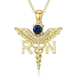14K Gold  Plated Nurse Caduceus Necklace for Women  RN Registered Graduation Gift