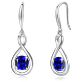 925 Sterling Round Gemstone Birthstone Dangle Earrings