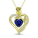 14K Gold Plated 12 Months Birthstone Rose Flower Pendant Necklace Anniversary Birthday Gift