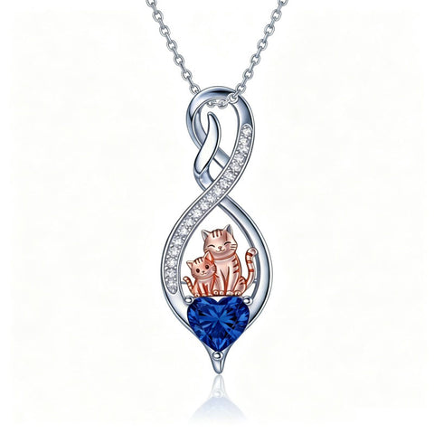 Sterling Silver 12 Month Birthstone Infinity Heart Animal Pendant Necklace Christmas Birthday Jewelry Gift