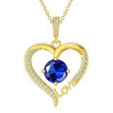 14K Gold Plated  12 Months Heart Birthstone Pendant Necklace Birthday Wedding Anniversary Jewelry Gifts for Women