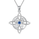 Sterling Silver Birthstone Celtic Knot Witches Knot Pendant Necklace