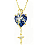 14K Gold Plated  Heart Birthstone Butterfly Infinity Angel WingPendant Necklace for Women