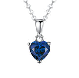 Sterling Silver Heart-Shaped 12 Month Birthstone Cubic Zirconia Pendant Necklace, Valentine's Day Gift