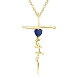 Cross Faith Heart 14K Gold Plated  Birthstone Necklaces for Women