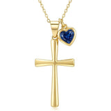 14K Gold  Plated Birthstone Cross Faith Necklace for Women