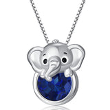 Sterling Silver 12 Month Birthstone Elephant Pendant Necklace