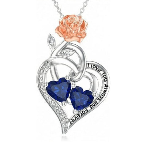 Double Birthstone Necklace 14K Gold Plated You Are My Sunshine Sunflower Necklace Heart Pendant Necklace