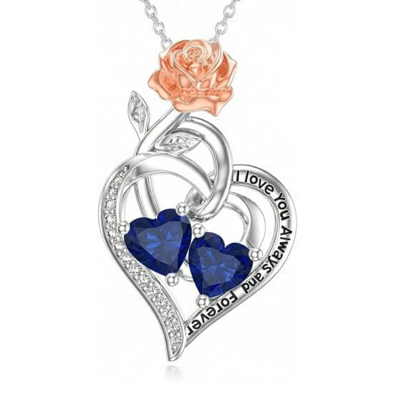 Double Birthstone Necklace 14K Gold Plated You Are My Sunshine Sunflower Necklace Heart Pendant Necklace