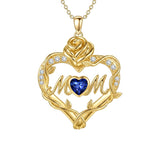 14K Gold Plated Heart Birthstone Rose Mom Butterfly Pendant Necklace for Women