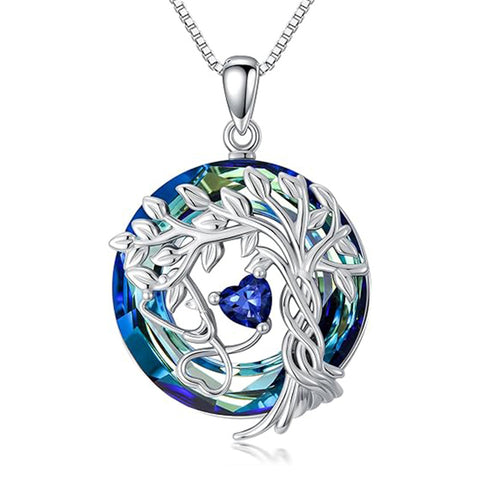Sterling Silver Birthstone Crystal Tree of Life Stethoscope Pendant Necklace