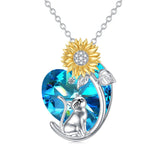 Sterling Silver Crystal Birthstone Cat Dog Pendant Necklace