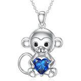 Sterling Silver Birthstone Monkey Pendant Necklace