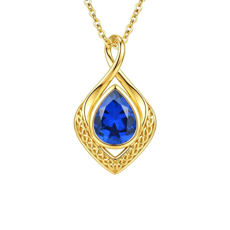 14K Gold Plated  Birthstone Celtic Knot Infinity Necklace  Birthday Christmas Jewelry Gift
