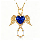 14K Gold Plated 12-Month Birthstone Infinity Angel Wings Pendant Necklace for Women