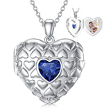 Sterling Silver Personalized Photo Heart Birthstone Pendant Necklace