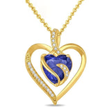 14K Gold Plated  12 Months Heart Birthstone Pendant Necklace Birthday Wedding Anniversary Jewelry Gifts for Women