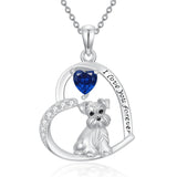 Sterling Silver 12 Month Birthstone Schnauzer Chihuahua Pitbull Pug Pendant Necklace for Women