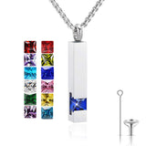 Stainless Steel Birthstones Cross Urn Necklaces for Ashes