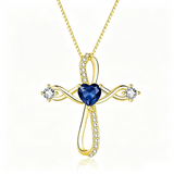 14K Gold Plated Heart Birthstone Infinity Religious Cross Pendant Necklace for Women
