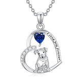 Sterling Silver 12 Month Birthstone Schnauzer Chihuahua Pitbull Pug Pendant Necklace for Women