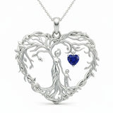 Sterling Silver Heart Pendant Birthstone Tree of Life Mother Child Family Necklace