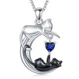 Cat Necklace 925 Silver Cat Birthstone Necklace Cat Jewelry Gift for Women Cat Lover