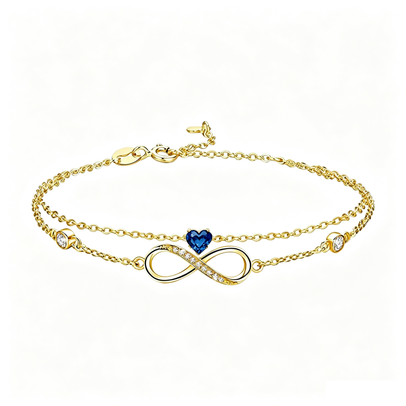 14K Gold Plated Birthstone Infinity Double-Layer Braceletfor Women