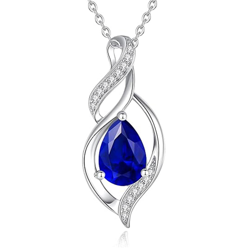 Sterling Silver Teardrop Birthstone Infinity Love Necklace for Women