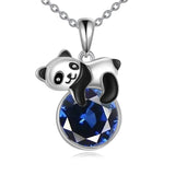 Panda Necklace Sterling Silver Panda Pendant Birthstone Jewlery Gift for Women