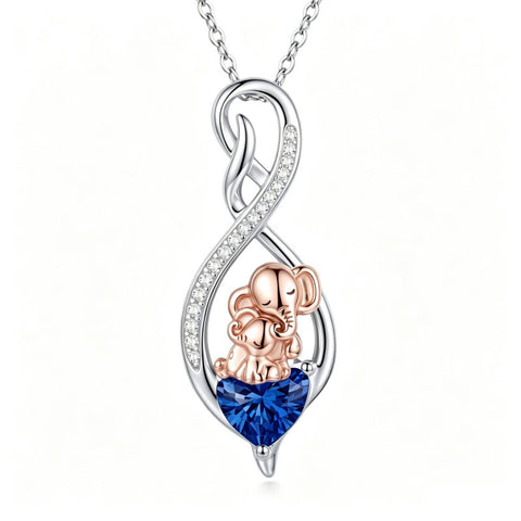 Sterling Silver 12 Month Birthstone Infinity Heart Animal Pendant Necklace Christmas Birthday Jewelry Gift