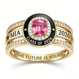 Sterling Silver Personalized Birthstone Class Ring Graduation Gifts for Women