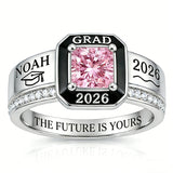 Sterling Silver Personalized Birthstone Class Ring Graduation Gifts for Women