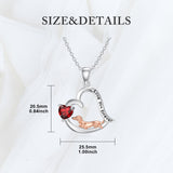 Sterling Silver Heart Birthstone  Dachshund Pendant Necklace