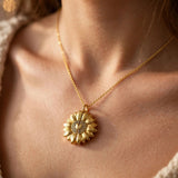 Sterling Silver Personalized Photo Sunflower Necklace