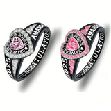 Sterling Silver Personalized Birthstone Engraved Class Rings for Women, College Senior High School Ring