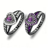 Sterling Silver Personalized Birthstone Engraved Class Rings for Women, College Senior High School Ring