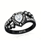 Sterling Silver Personalized Birthstone Engraved Class Rings for Women, College Senior High School Ring