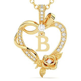14K Gold Plated Initial Heart Pendant  Necklace Gift for Women Anniversary for Her
