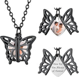 Copper Personalized  Photo Hollow Butterfly Pendant Necklace