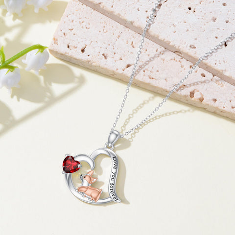 14K Gold Birthstone Corgi Pendant Necklace