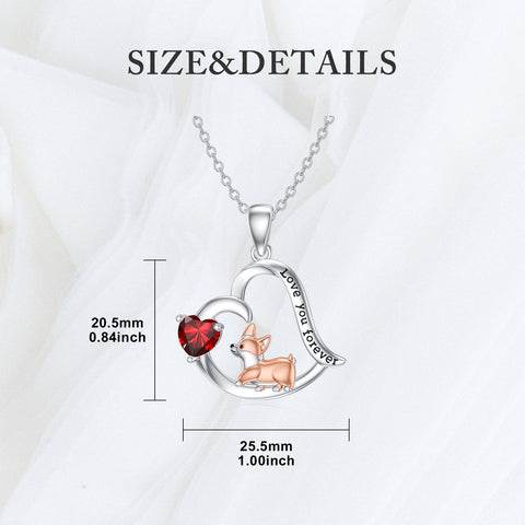 14K Gold Birthstone Corgi Pendant Necklace