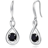 925 Sterling Round Gemstone Birthstone Dangle Earrings