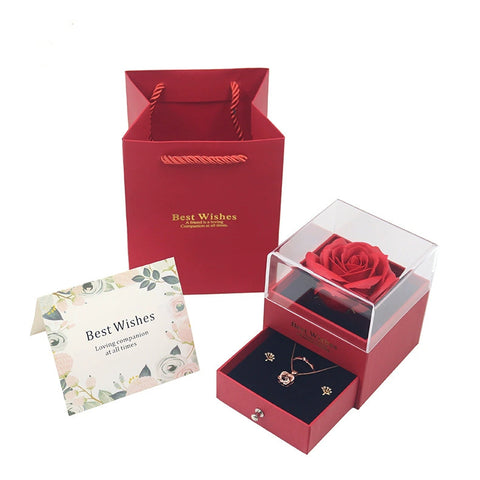 Red Forever Eternal Flower Rose Flower Jewelry Gift Box