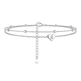 Sterling Silver 26 initials Single Layer Charm Anklet