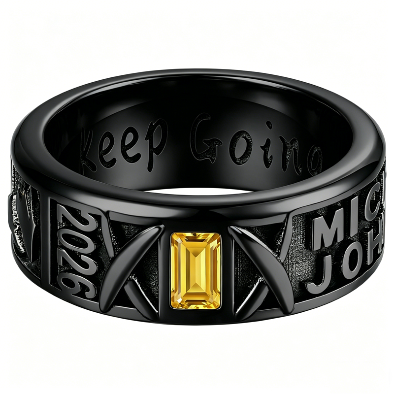 Sterling Silver 10K 14K 18K Gold Personalized Birthstone Engraved Class Ring for Men