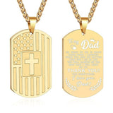 14K Gold Plated American Flag Dog Tag Cross Necklace for Men