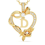 14K Gold Plated Initial Heart Pendant  Necklace Gift for Women Anniversary for Her