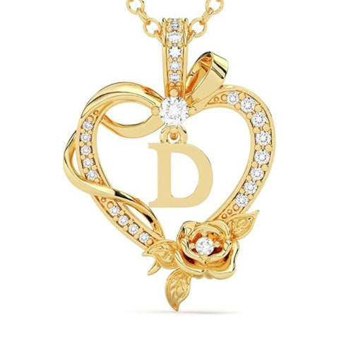 14K Gold Plated Initial Heart Pendant  Necklace Gift for Women Anniversary for Her